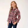 Girl's Roper Red Aztec Print Long Sleeve Western Shirt -Ariat || HOOey || Cinch Shop 0308000670152b