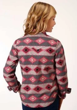 Girl's Roper Red Aztec Print Long Sleeve Western Shirt -Ariat || HOOey || Cinch Shop 0308000670152c