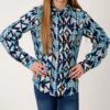 ROPER Girl's Multi Blue Aztec L/S