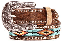 Ariat Girl's Hair On Beaded Leather Belt 3 Ariat Girl's Hair On Beaded Leather Belt