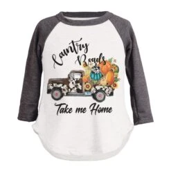 Kids Pumpkin Truck Raglan Sleeve Top