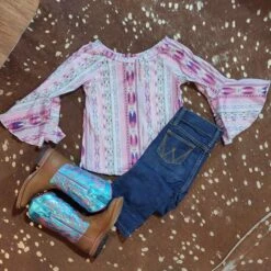Pink Aztec Bell Sleeve Shirt