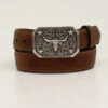 Kid's Brown Longhorn Buckle Belt -Ariat || HOOey || Cinch Shop 3D Boys Longhorn Buckle Belt prd 79025 s d120001202