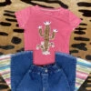 COWBOY HARDWARE Girl's Hot Pink Leopard Cactus Tee -Ariat || HOOey || Cinch Shop 435726 153 K