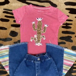COWBOY HARDWARE Girl's Hot Pink Leopard Cactus Tee