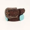 Angel Ranch Kids Sanded Embossed Turquoise Stone Brown Belt -Ariat || HOOey || Cinch Shop Angel Ranch Girls 1 14 Sand Embossed Turquoise Stone Brown prd 77787 s d1300003021