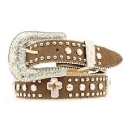 Girl's Brown Pink Cross Concho Belt