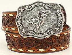 Nocona Kid's Floral Tooled Belt 3 Nocona Kid's Floral Tooled Belt
