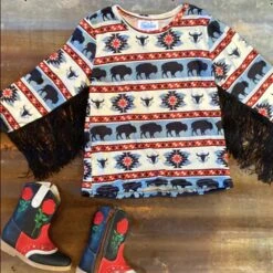 Shea Baby Buffalo Fringe Long Sleeve Shirt -Ariat || HOOey || Cinch Shop ST02