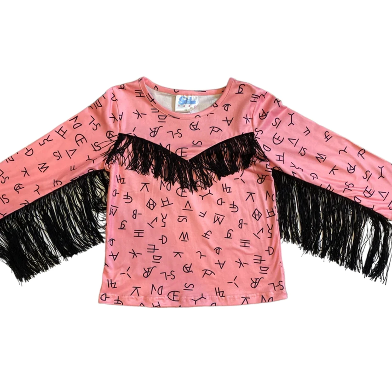 Shea Baby Pink Brand Fringe Long Sleeve Shirt 3 Shea Baby Pink Brand Fringe Long Sleeve Shirt - Image 2