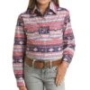 Girl's Red, White, & Blue Aztec Long Sleeve Shirt -Ariat || HOOey || Cinch Shop WLGSOSR1GQ