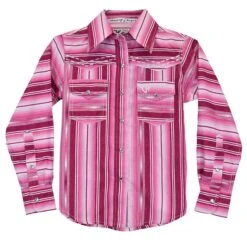 COWBOY HARDWARE Cowgirl Hardware Infant And Toddler Girl's Pink Blended Serape Print Long Sleeve Shirt